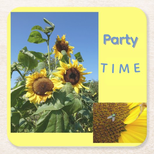 Sunflowers Cust. Text Paper Coaster Kartonnen Onderzetters (Voorkant)