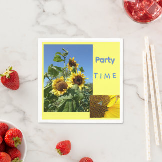 Sunflowers Cust. Text Paper Napkin Servet