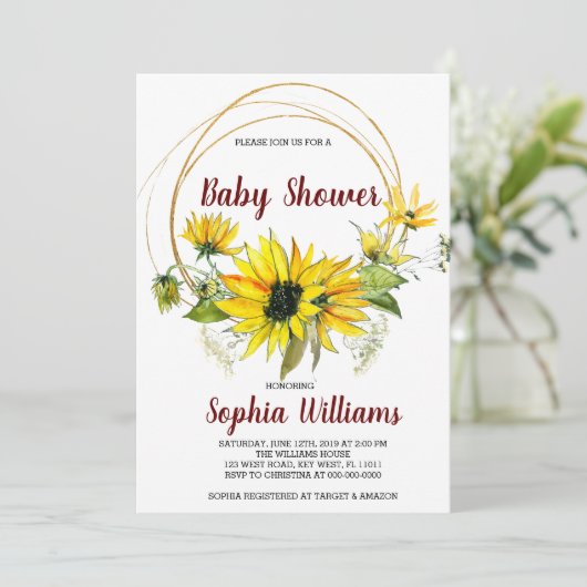 SunFlowers en Boho Baby shower Kaart (Staand voorkant)