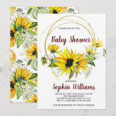 SunFlowers en Boho Baby shower Kaart (Voorkant / Achterkant)