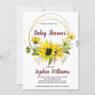 SunFlowers en Boho Baby shower Kaart