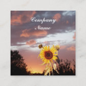 SUNFLOWERS EN PINK SUMMER SUNSET VIERKANTE VISITEKAARTJE (Achterkant)