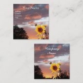 SUNFLOWERS EN PINK SUMMER SUNSET VIERKANTE VISITEKAARTJE (Voorkant / Achterkant)