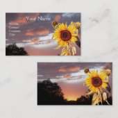 SUNFLOWERS EN PINK SUMMER SUNSET VISITEKAARTJE (Voorkant / Achterkant)