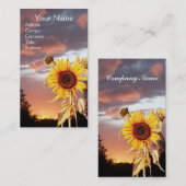 SUNFLOWERS EN PINK SUMMER SUNSET VISITEKAARTJE (Voorkant / Achterkant)