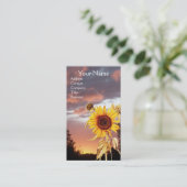 SUNFLOWERS EN PINK SUMMER SUNSET VISITEKAARTJE (Staand voorkant)