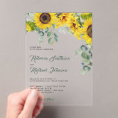 Sunflowers Eucalyptus Wedding Acryl Uitnodigingen (Insitu (Draagbaar))