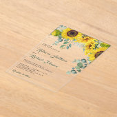 Sunflowers Eucalyptus Wedding Acryl Uitnodigingen (Laagn)