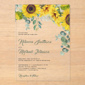 Sunflowers Eucalyptus Wedding Acryl Uitnodigingen (Voorkant)