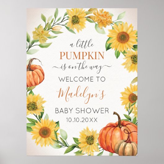 Sunflowers Fall Pumpkin Autumn Welcome sign Poster (Voorkant)