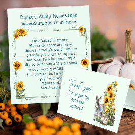 Sunflowers Farmers Market Folded Customer Thanks Visitekaartje