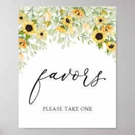 Sunflowers Favors Sign Poster