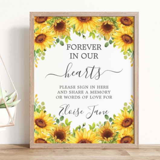 Sunflowers Floral Memorial Funeral Memory Table Poster
