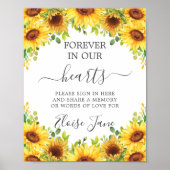 Sunflowers Floral Memorial Funeral Memory Table Poster (Voorkant)