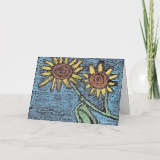 Sunflowers Forever - Kinder kunst voor CHOC Bedankkaart (Voorkant)