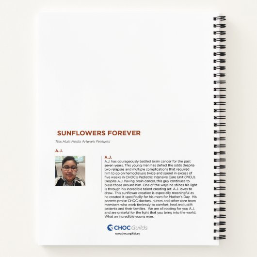 Sunflowers Forever - Kinder kunst voor CHOC Notitieboek (Achterkant)