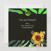SUNFLOWERS GREEN BLACK WHITE ZEBRA FUR MONOGRAM KAART (Achterkant)