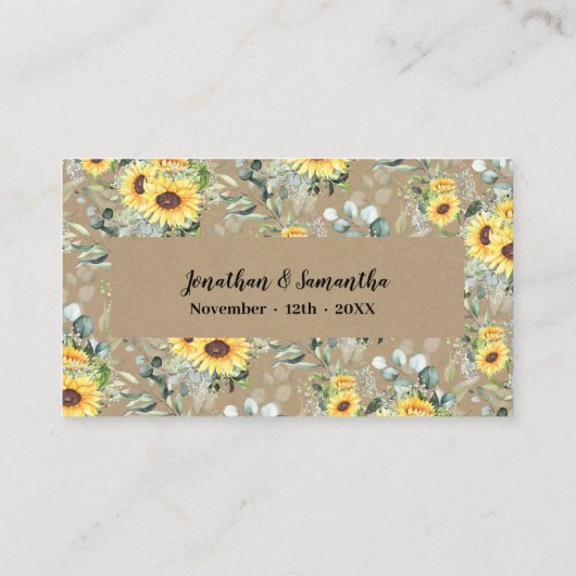 Sunflowers Greenery Free Drink Wedding Ticket Card (Achterkant)