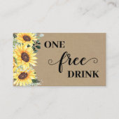 Sunflowers Greenery Free Drink Wedding Ticket Card (Voorkant)