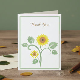 Sunflowers Greenery Wedding Folded Thank You Card Bedankkaart