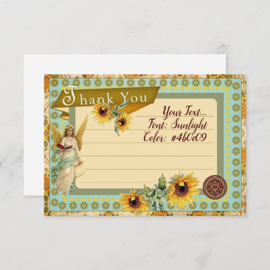 SUNFLOWERS - Hartelijk dank RSVP Kaartje (Voorkant / Achterkant)