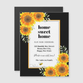 Sunflowers home sweet home black magnet (Voorkant / Achterkant)