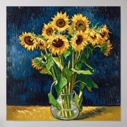 Sunflowers in a Vase After Van Gogh Poster (Voorkant)