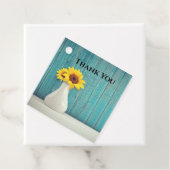 Sunflowers in a vase bedankjes labels (In situ)