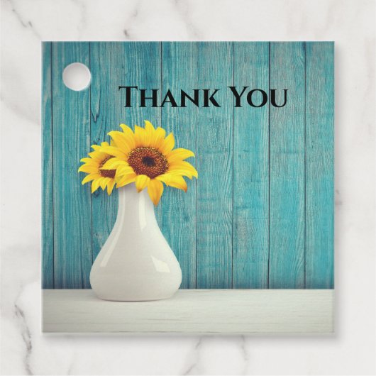 Sunflowers in a vase bedankjes labels (Voorkant)