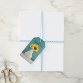 Sunflowers in a vase cadeaulabel (Met Touw)