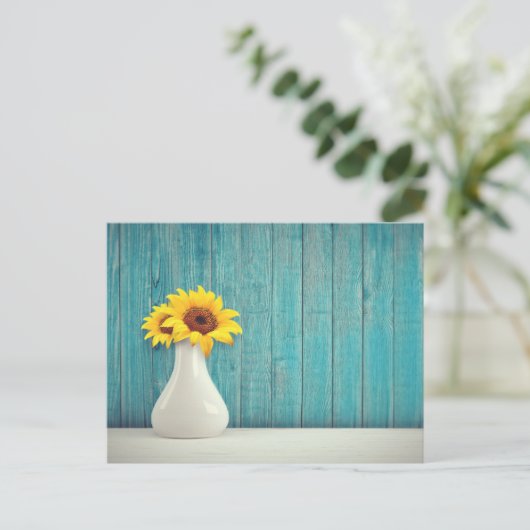 Sunflowers in a vase feestdagenkaart (Staand voorkant)