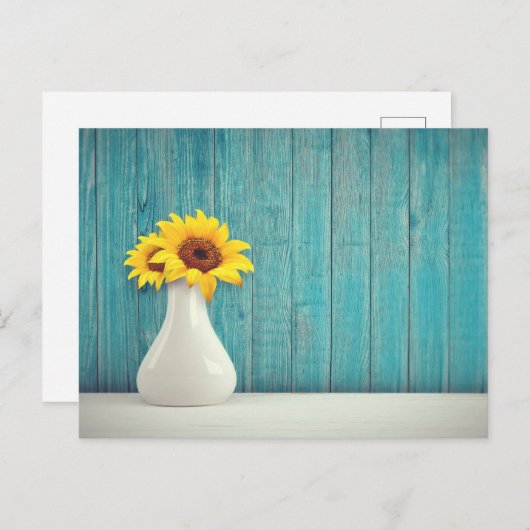 Sunflowers in a vase feestdagenkaart (Voorkant / Achterkant)