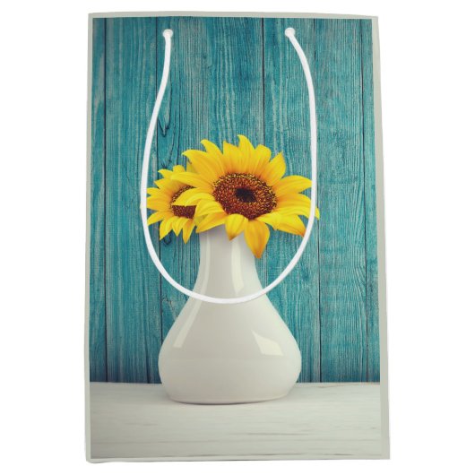Sunflowers in a vase medium cadeauzakje (Voorkant)
