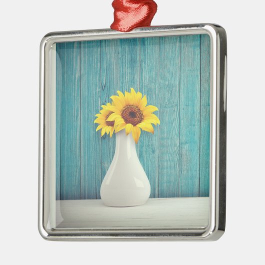 Sunflowers in a vase metalen ornament (Links)