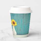 Sunflowers in a vase papieren bekers (Achterkant)