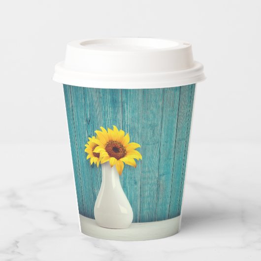 Sunflowers in a vase papieren bekers (Voorkant)