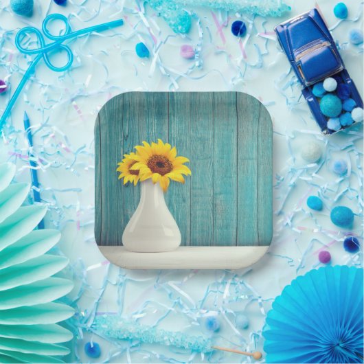 Sunflowers in a vase papieren bordje (Feest)