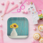 Sunflowers in a vase papieren bordje (Feest)