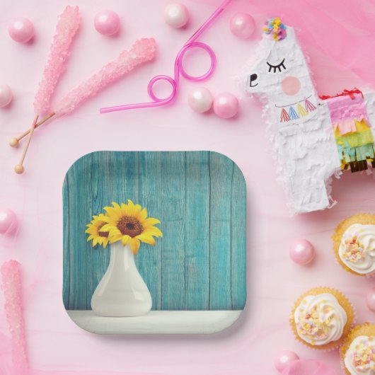 Sunflowers in a vase papieren bordje (Feest)