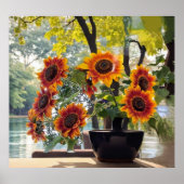 Sunflowers in a vase poster (Voorkant)
