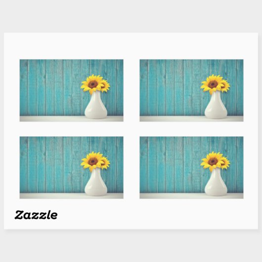 Sunflowers in a vase rechthoekige sticker (Vel)