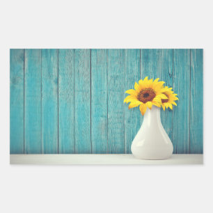 Sunflowers in a vase rechthoekige sticker