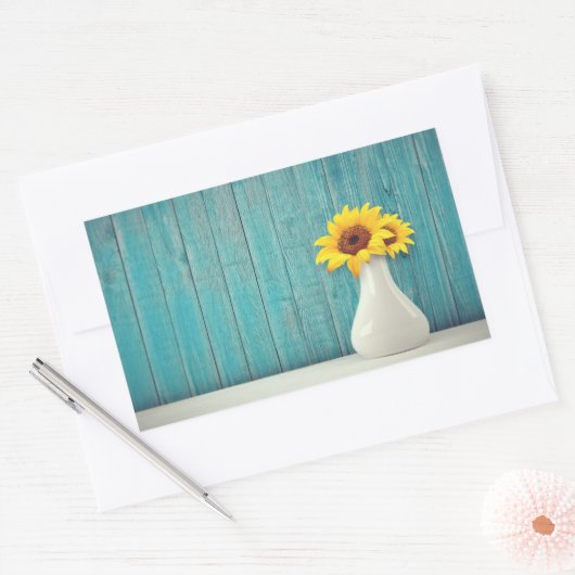 Sunflowers in a vase rechthoekige sticker (Envelop)