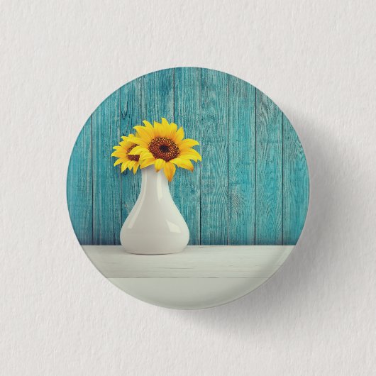 Sunflowers in a vase ronde button 3,2 cm (Voorkant)