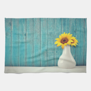 Sunflowers in a vase theedoek