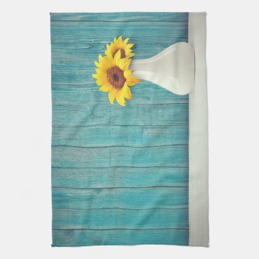 Sunflowers in a vase theedoek (Verticaal)