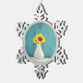 Sunflowers in a vase tin sneeuwvlok ornament (Rechts)