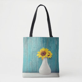 Sunflowers in a vase tote bag