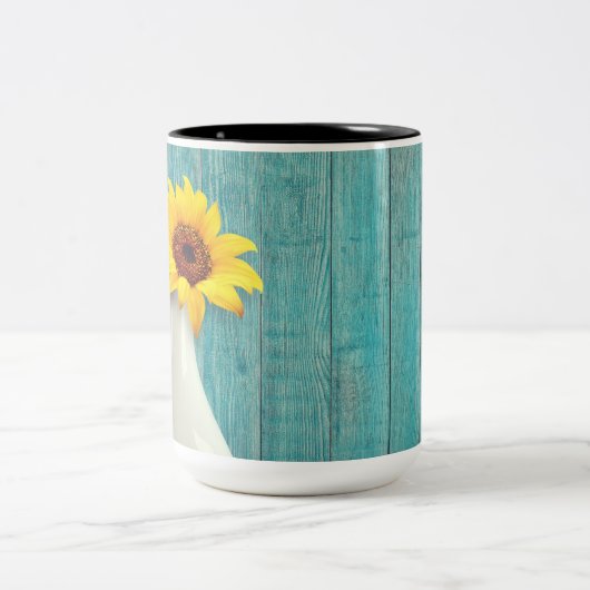 Sunflowers in a vase tweekleurige koffiemok (Center)