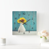 Sunflowers in a vase vierkante klok (Huis)